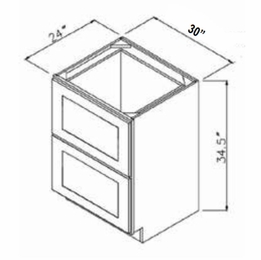 Rustic Wood 2DB30: 2 Drawer Base Cabinet: Assembled Kitchen Cabinets