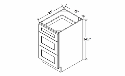 Rustic Wood 3VDB12: Vanity Drawer Base Cabinet: Assembled Kitchen Cabinets