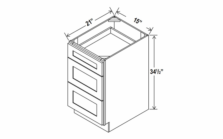 Rustic Wood 3VDB15: Vanity Drawer Base Cabinet: Assembled Kitchen Cabinets