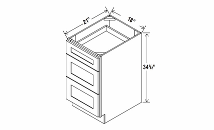 Rustic Wood 3VDB18: Vanity Drawer Base Cabinet: Assembled Kitchen Cabinets
