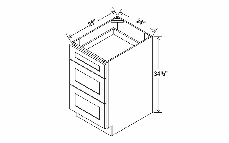 Rustic Wood 3VDB24: Vanity Drawer Base Cabinet: Assembled Kitchen Cabinets