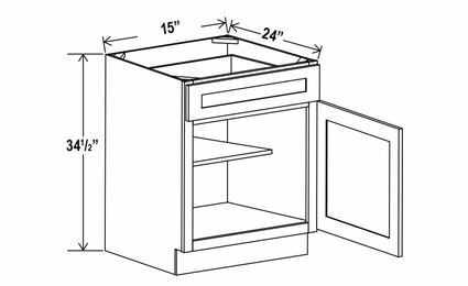 Rustic Wood B15: Single Door Base Cabinet: Assembled Kitchen Cabinets