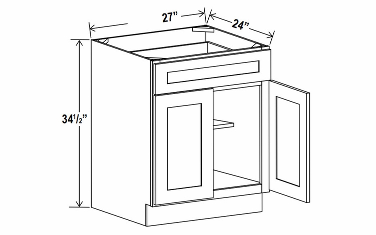 Rustic Wood B27: Double Door Base Cabinet: Assembled Kitchen Cabinets