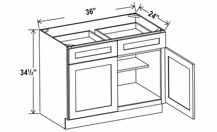 Rustic Wood B36: Double Door Base Cabinet: Assembled Kitchen Cabinets