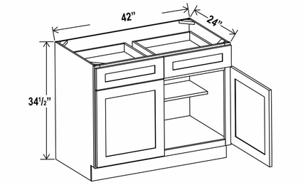 Rustic Wood B42: Double Door Base Cabinet: Assembled Kitchen Cabinets