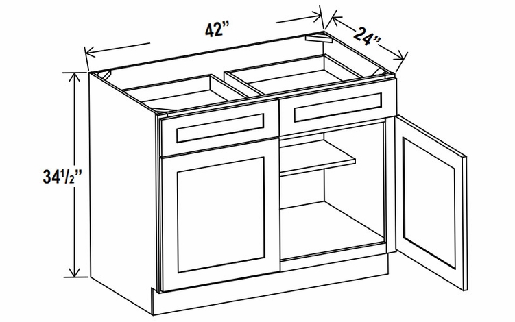 Rustic Wood B42: Double Door Base Cabinet: Assembled Kitchen Cabinets