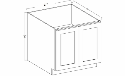Rustic Wood BFH27: Full Height Double Door Base Cabinet: Assembled Kitchen Cabinets