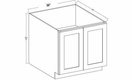 Rustic Wood BFH30: Full Height Double Door Base Cabinet: Assembled Kitchen Cabinets
