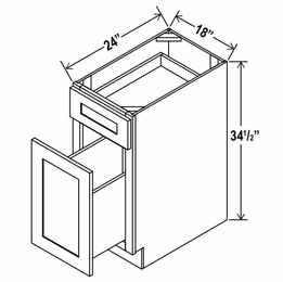 Rustic Wood BWB18: Base Waste Basket Cabinet: Assembled Kitchen Cabinets