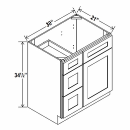 Rustic Wood V3021DL: Vanity Combo Cabinet With Left Drawers: Assembled Kitchen Cabinets