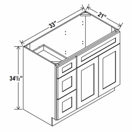 Rustic Wood V3321DL: Vanity Combo Cabinet With Left Drawers: Assembled Kitchen Cabinets