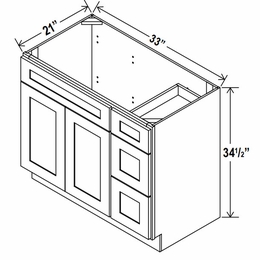 Rustic Wood V3321DR: Vanity Combo Cabinet With Right Drawers: Assembled Kitchen Cabinets