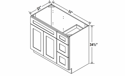 Rustic Wood V3321DR: Vanity Combo Cabinet With Right Drawers: Assembled Kitchen Cabinets