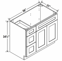 Rustic Wood V3621DL: Vanity Combo Cabinet With Left Drawers: Assembled Kitchen Cabinets