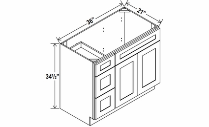 Rustic Wood V3621DL: Vanity Combo Cabinet With Left Drawers: Assembled Kitchen Cabinets