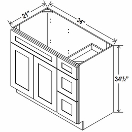 Rustic Wood V3621DR: Vanity Combo Cabinet With Right Drawers: Assembled Kitchen Cabinets