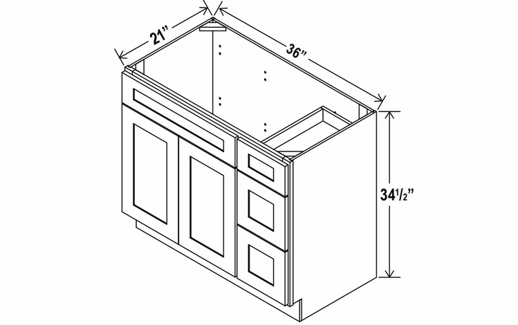 Rustic Wood V3621DR: Vanity Combo Cabinet With Right Drawers: Assembled Kitchen Cabinets