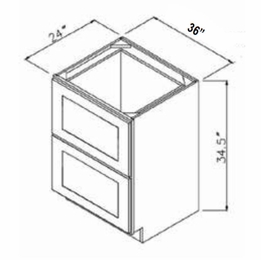 Sage Breeze 2DB36: 2 Drawer Base Cabinet: Assembled Kitchen Cabinets