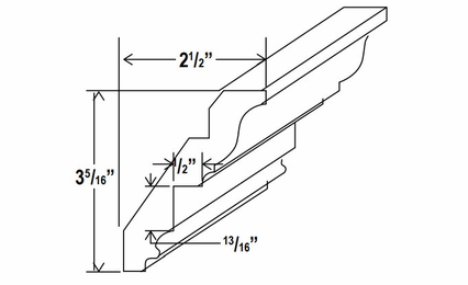 Sage Breeze ACM8: Angle Crown Molding: Assembled Kitchen Cabinets