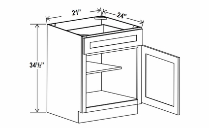 Sage Breeze B21: Single Door Base Cabinet: Assembled Kitchen Cabinets
