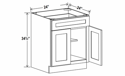 Sage Breeze B24: Double Door Base Cabinet: Assembled Kitchen Cabinets