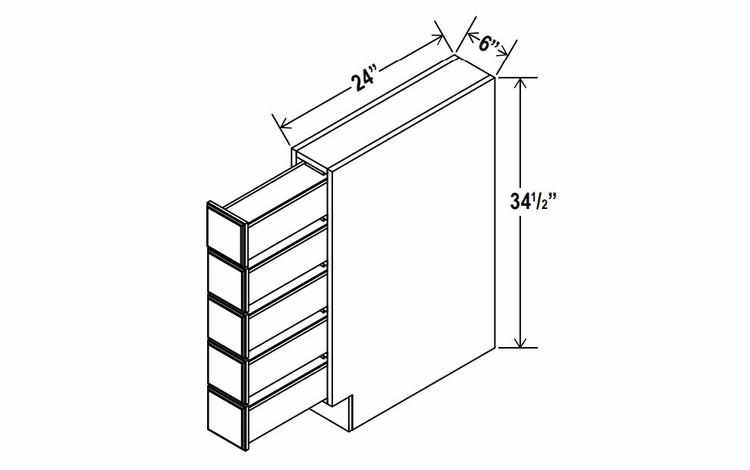 Sage Breeze BSDC6: Base Spice Drawer Cabinet: Assembled Kitchen Cabinets