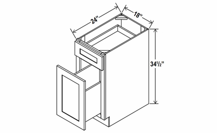 Sage Breeze BWB18: Base Waste Basket Cabinet: Assembled Kitchen Cabinets