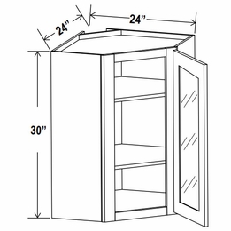 Sage Breeze DCW2430GD: Wall Diagonal Glass Door Corner Cabinet: Assembled Kitchen Cabinets