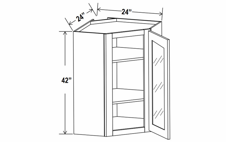 Sage Breeze DCW2442GD: Wall Diagonal Glass Door Corner Cabinet: Assembled Kitchen Cabinets