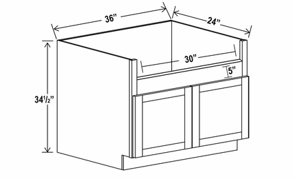 Sage Breeze FSB36: Farm Sink Base Cabinet: Assembled Kitchen Cabinets