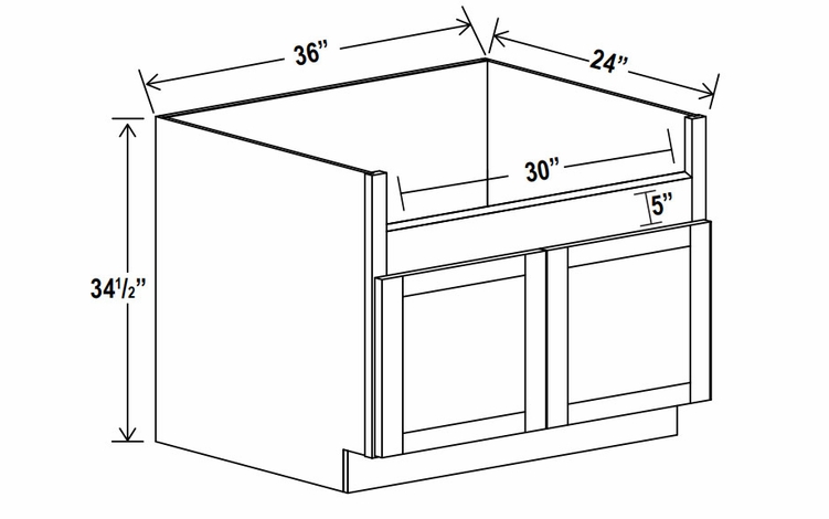 Sage Breeze FSB36: Farm Sink Base Cabinet: Assembled Kitchen Cabinets