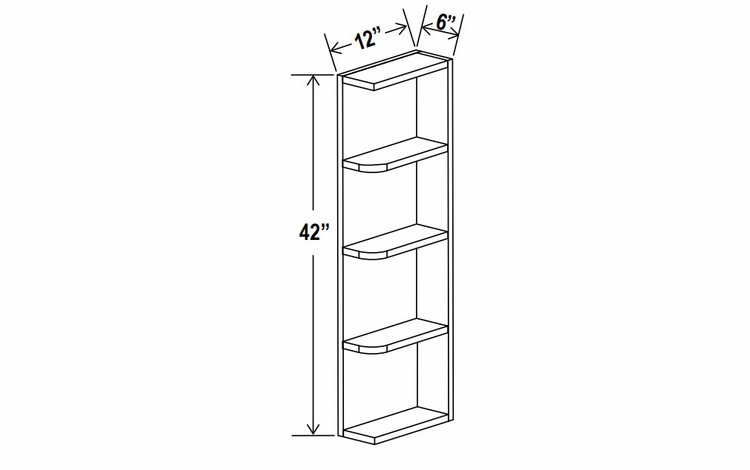 Sage Breeze OE642: Open End Shelf: Assembled Kitchen Cabinets