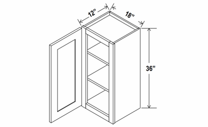 Sage Breeze W1836: Single Door Wall Cabinet: Assembled Kitchen Cabinets