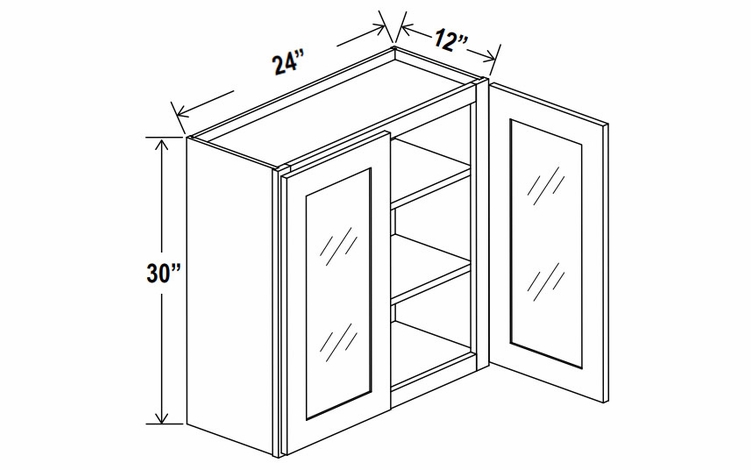 Sage Breeze W2430GD: 30"High Wall Cabinet With 2 Glass Doors: Assembled Kitchen Cabinets