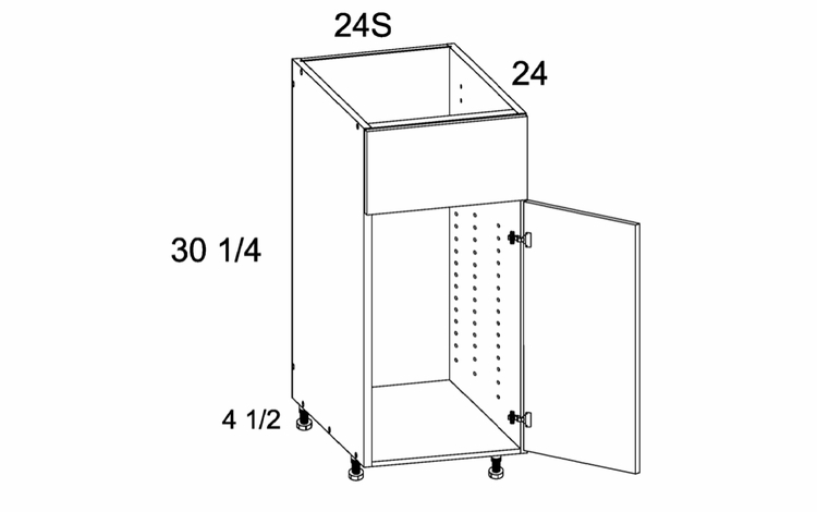 SB24S: Sink Base False Front One Door: Palermo Gloss White Kitchen Cabinets