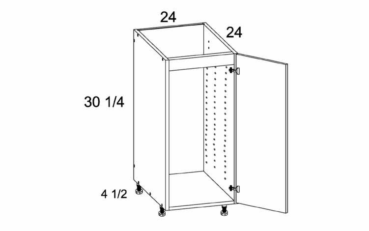 SB24SFH: Full Height One Door Sink Base: Palermo Gloss White Kitchen Cabinets