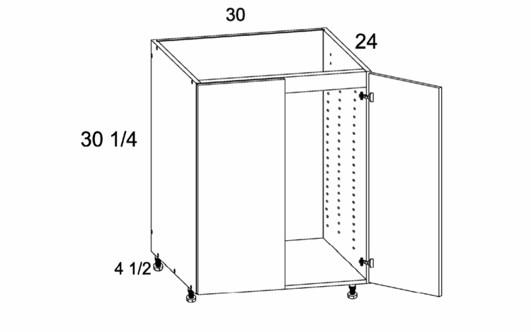 SB30FH: Full Height Two Door Sink Base: Torino White Pine Kitchen Cabinets