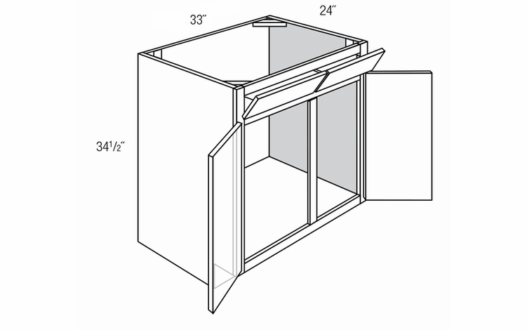 SB33-2TILT: Sink Base With Tilt-Out Tray: Trenton Recessed RTA Kitchen Cabinet