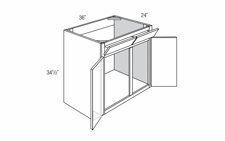 SB36-2TILT: Sink Base Cabinet With Tilt Out Tray: Dover Norwich RTA Kitchen Cabinet