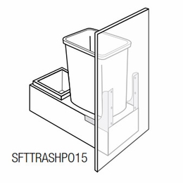 SFTTRASHPO15: Trash Bin Pull Out With Soft Close: Amesbury Brown RTA Kitchen Cabinet