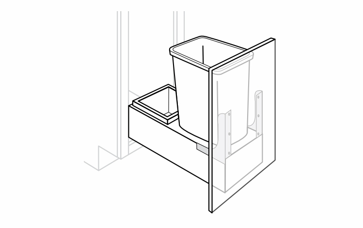 SFTTRASHPO15: Trash Bin Pull Out With Soft Close: Dover Castle RTA Kitchen Cabinet