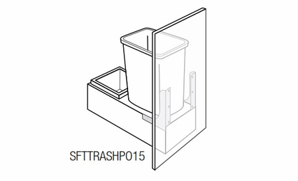 SFTTRASHPO15: Trash Bin Pull Out With Soft Close: Yarmouth Slab RTA Kitchen Cabinet