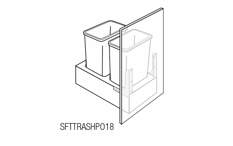 SFTTRASHPO18: Trash Bin Pull Out With Soft Close: Dover RTA Kitchen Cabinet