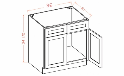 Shaker Essence Oak VS36: Vanity Sink Base Cabinet: RTA Kitchen Cabinets