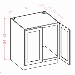 Shaker Essence Oak VS36FH: Full Height Double Door Vanity Sink Base Cabinet: RTA Kitchen Cabinet