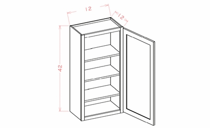 Shaker Essence Oak W1242: 42" High Wall Cabinet - Single Door: RTA Kitchen Cabinets