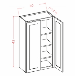 Shaker Essence Oak W3042: 42" High Wall Cabinet - Double Door: RTA Kitchen Cabinets