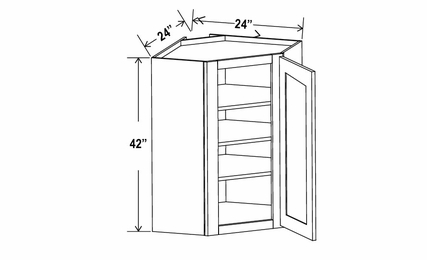 Shaker Expresso DCW2442: Wall Diagonal Corner Cabinet: Assembled Kitchen Cabinets