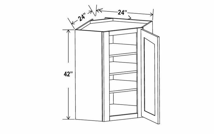 Shaker Expresso DCW2442: Wall Diagonal Corner Cabinet: Assembled Kitchen Cabinets