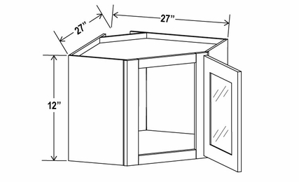 Shaker Expresso DCW2712GD: Wall Diagonal Glass Door Corner Cabinet: Assembled Kitchen Cabinets